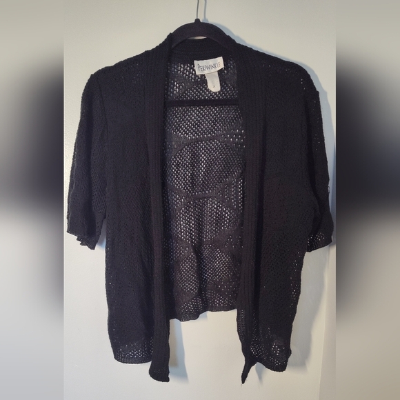 Periwinkle by Barlow Sweaters - Black Open-Front Sweater by Periwinkle Size 2X #604